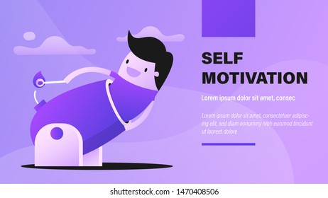 Self Motivation. Business Presentation Background with Illustration.