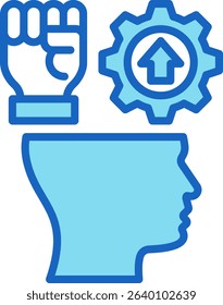 Self Motivation Icon Blue Vector Illustration