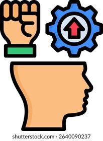 Self Motivation Icon Lineal Color Vector Illustration