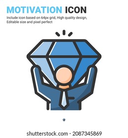 Self motivation idea icon vector with outline color style isolated on white background. Vector illustration goals sign symbol icon concept for business, finance, industry, company, apps and project