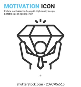 Self motivation idea icon vector with outline style isolated on white background. Vector illustration goals sign symbol icon concept for business, finance, industry, company, apps and project