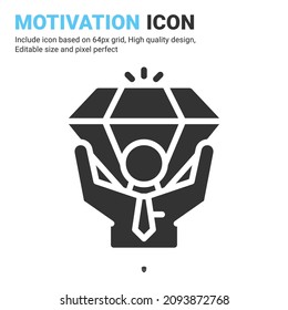 Self motivation idea icon vector with glyph style isolated on white background. Vector illustration goals sign symbol icon concept for business, finance, industry, company, apps and project