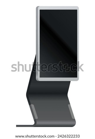 Self order kiosk. Interactive board with touchscreen display mockup. Sensor information kiosk or freestanding payment terminal isolated on white background