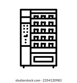 Self ordering kiosk snack in black line icon. Self service machine. Pictogram for web page, mobile app, promo.