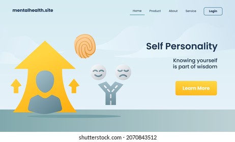 self personality landing page website modern cartoon flat color style isolated background
