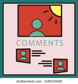 Self photo concept illustration comments on the photo posting in social networks.
