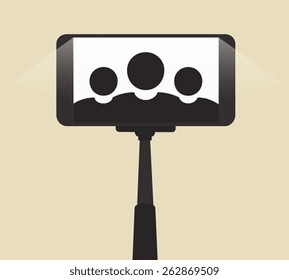 Self Portrait On Smartphone Using a Monopod 