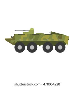 Self propelled artillery isolated with road fragment and military vehicle isolated