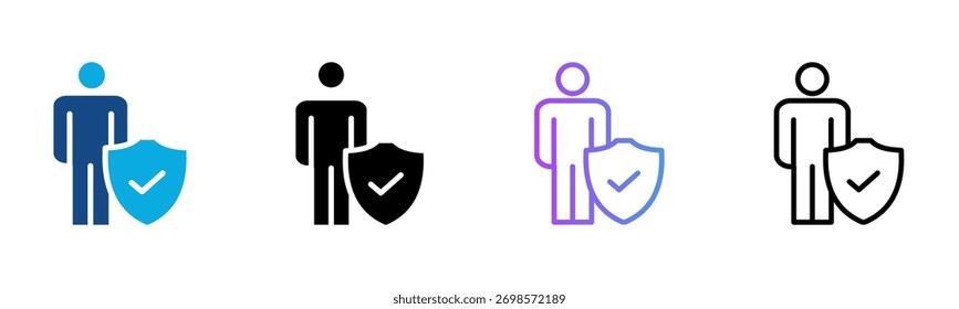 Self Protecting Icon Multiple Style Vector Illustration
