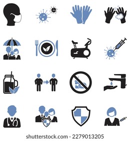 Iconos de autoprotección. Diseño Plano De Dos Tonos. Ilustración vectorial.