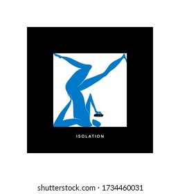 Self quarantine, abstract isolation concept. People stay at home. Covid-19 pandemic. Health care concept. Vector illustration