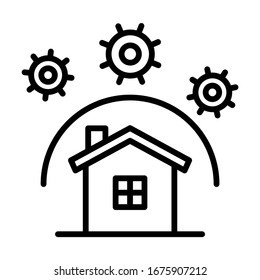 Self quarantine at home. Simple design. Line vector. Isolate on white background.