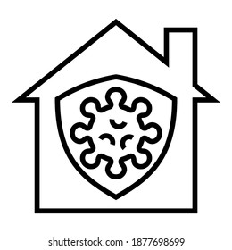 Self quarantine at home, when exposed to the corona virus icon design with house and shield vector illustration.