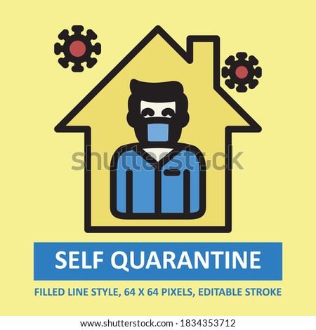 Self Quarantine Illustration Vector Icon Filled Outline Style. Editable Stroke. Base 64 x 64 Pixels. Expanded. Perfect Use for Awareness in Banner, Flyer, Presentation, etc.