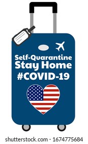 Self quarantine and and social distancing concept. Stay home. COVID-19 coronavirus. Template for background, banner, poster with text inscription. Vector EPS10 illustration