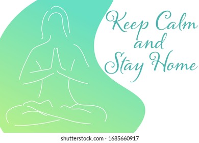 Self quarantine and social distancing concept. Keep Calm and Stay home. COVID-19 coronavirus. Template for background, banner, poster with text inscription. Vector EPS10 illustration
