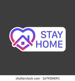 self quarantine, stay home sticker vector