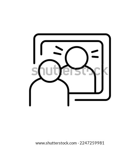 Self reflection color line icon. Human behavior. Self education