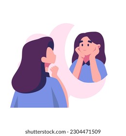 self reflection flat style illustration vector design