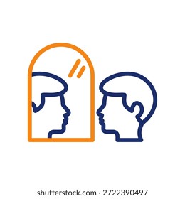 Ilustración vectorial de línea de color de icono de autorreflexión