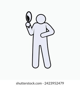 Self Reflection Icon. Man Looking in Mirror - Vector. 