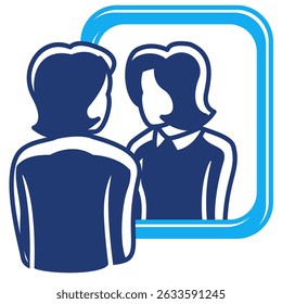 Self Reflection icon represented by look in the mirror Dualtone style.