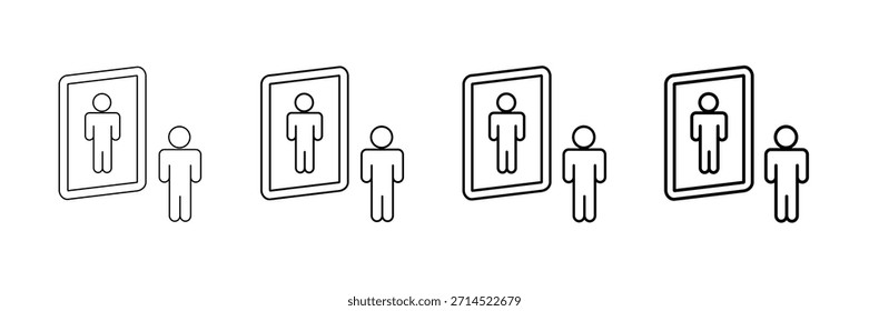 Self Reflection Icons Vector Set In Different Stroke Line Style