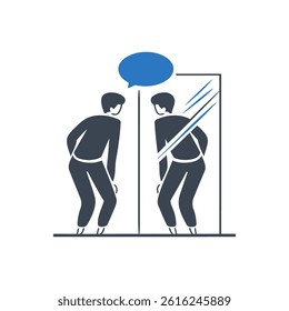 Self reflection mirror Icon On White Background