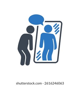 Self Reflection Mirror Icon On White Background