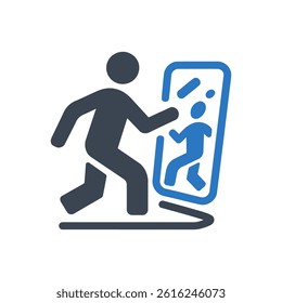 Self Reflection Mirror Icon On White Background