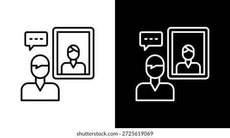 Diseño de conjunto de iconos blancos de contorno de autorreflexión