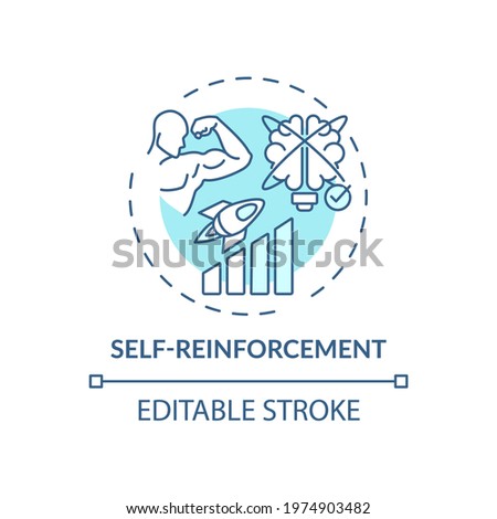 Self reinforcement blue concept icon. Personal motivation for work efficiency. Skill improvement. Self control idea thin line illustration. Vector isolated outline RGB color drawing. Editable stroke