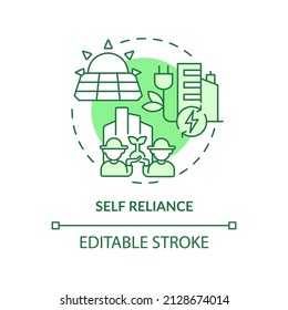 Self reliance green concept icon. Green technology. Sustainable city design abstract idea thin line illustration. Isolated outline drawing. Editable stroke. Arial, Myriad Pro-Bold fonts used