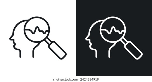 Self Research Icon Designed in a Line Style on White Background.