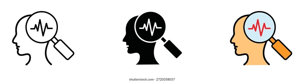 Vector de ícono de autoinvestigación. Examen de la salud mental y el símbolo de actividad cerebral. Ilustración vectorial.