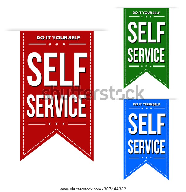 Self Service Banner Design Set Over Royalty Free Stock Image