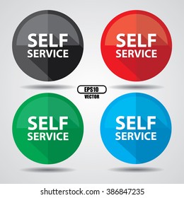 Self service, Button, label and sign - Vector illustration