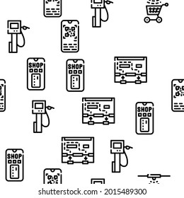Self Service Buying Vector Seamless Pattern Thin Line Illustration