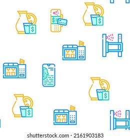 Self Service Buying Vector Seamless Pattern Color Line Illustration