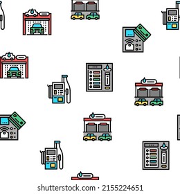 Ilustración de línea delgada con vectores de lavado de auto de autoservicio