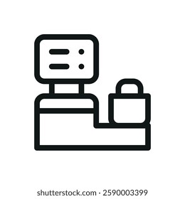 Self service checkout system line icon, automated cash register vector symbol with editable stroke