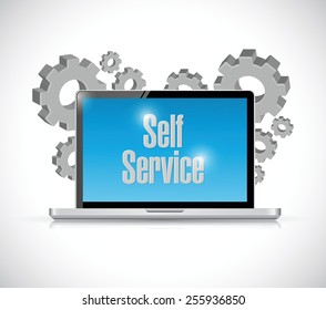 Self Service Computer Technology Illustration Design Over A White Background