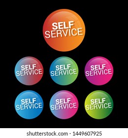 self service - glossy labels or tags. circle sticker with gradient color.trendy color. modern design.set 