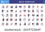 Self Service icon collection set. Containing automation, kiosk, convenience, digitalization, customer centric, user friendly, DIY icon. Simple vector illustration.