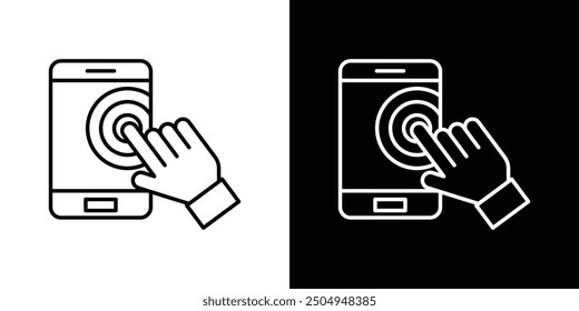 Self service icon set in black and white stroke.