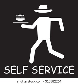 self service label on a black background