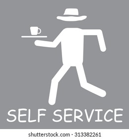 self service label on a gray background