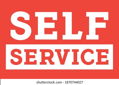 Self Service Label, Self Service Text Graphic Element, Do It Yourself Text, Isolated Vector Illustration Background