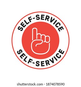 Self Service Label, Self Service Text Graphic Element, Isolated Vector Illustration Background
