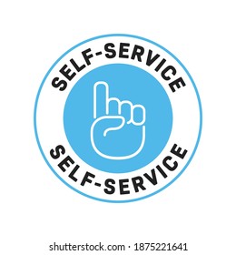 Etiqueta de autoservicio, elemento gráfico de texto de autoservicio, fondo de ilustración de vectores aislados